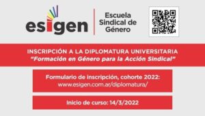 Lee más sobre el artículo ESiGen: Se encuentra abierta la inscripción para la Diplomatura Universitaria “Formación en Género para la Acción Sindical”<p class = "resumen">La Escuela Sindical de Género está impulsada por la CIC y otros organismos</p>
